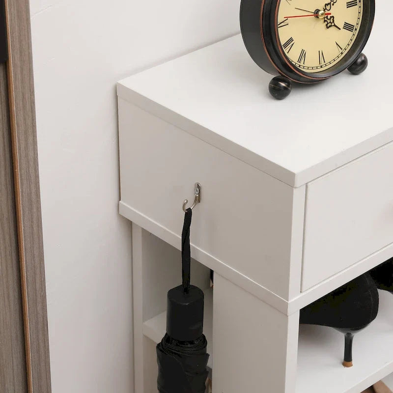 Meuble à chaussures moderne et minimaliste en bois avec 2 tiroirs, meuble à chaussures à 4 niveaux pour l’entrée