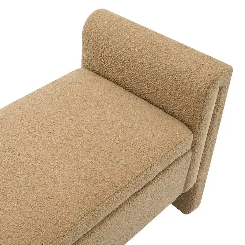 Banc de rangement rembourré en polaire teddy avec accoudoirs, banc d’entrée à plateau relevable pour couloir