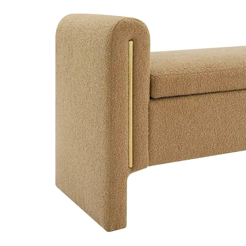 Banc de rangement rembourré en polaire teddy avec accoudoirs, banc d’entrée à plateau relevable pour couloir