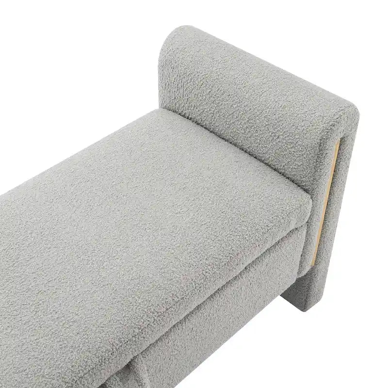 Banc de rangement rembourré en polaire teddy avec accoudoirs, banc d’entrée à plateau relevable pour couloir