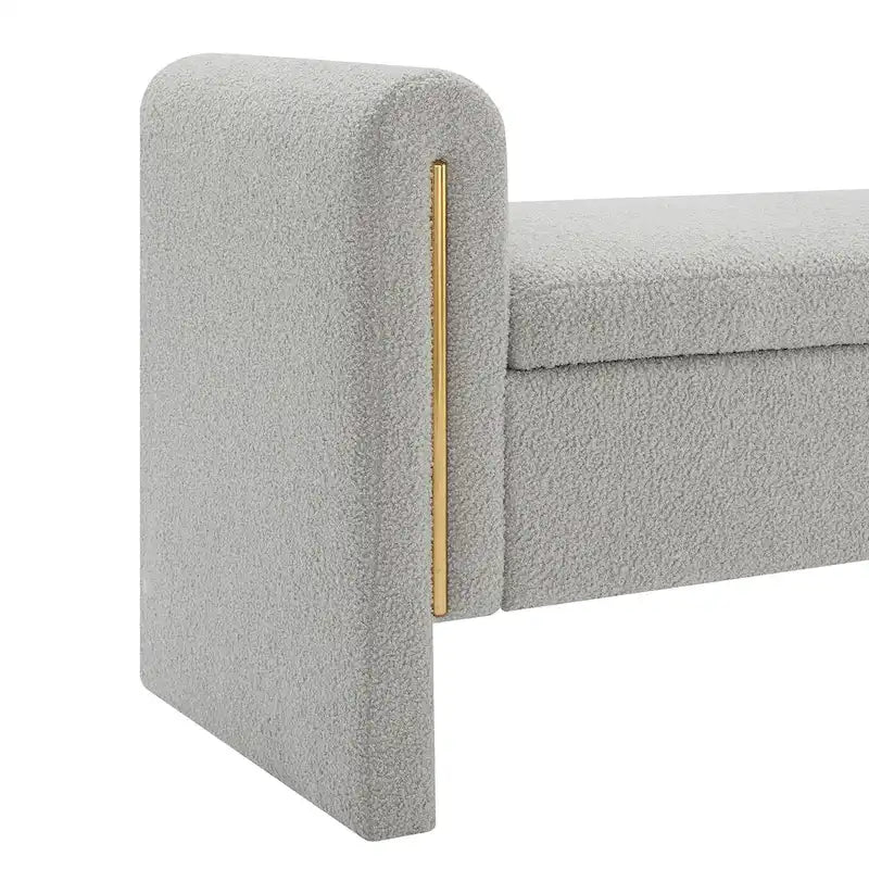 Banc de rangement rembourré en polaire teddy avec accoudoirs, banc d’entrée à plateau relevable pour couloir