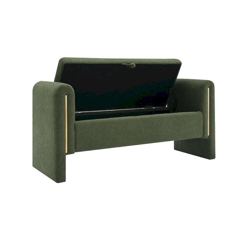 Banc de rangement rembourré en polaire teddy avec accoudoirs, banc d’entrée à plateau relevable pour couloir