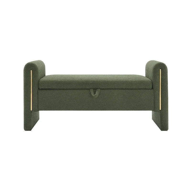 Banc de rangement rembourré en polaire teddy avec accoudoirs, banc d’entrée à plateau relevable pour couloir