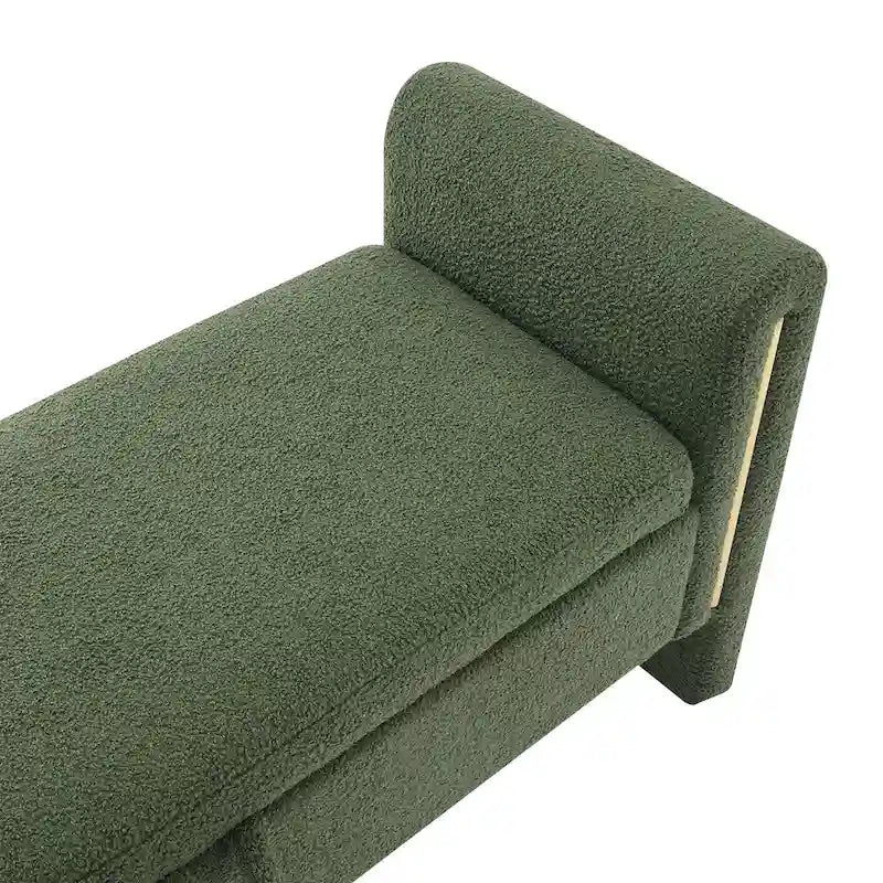 Banc de rangement rembourré en polaire teddy avec accoudoirs, banc d’entrée à plateau relevable pour couloir