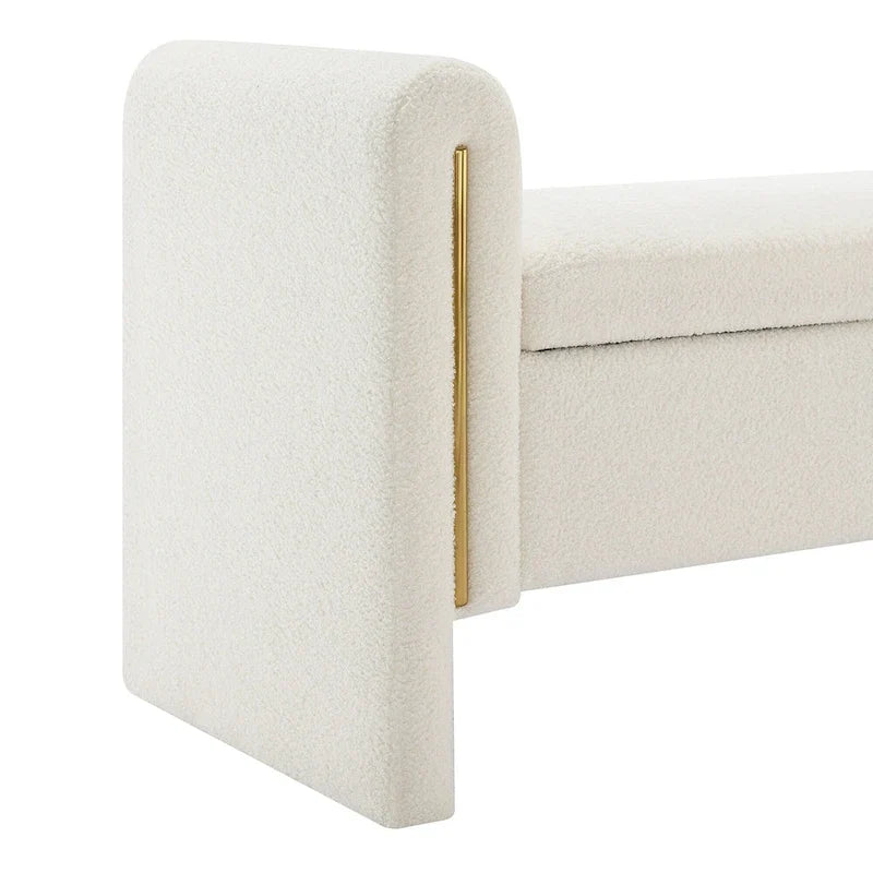 Banc de rangement rembourré en polaire teddy avec accoudoirs, banc d’entrée à plateau relevable pour couloir