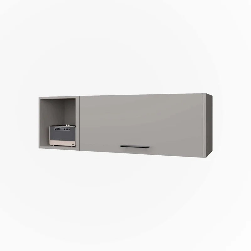 Schwebender Wandschrank – moderner Homeoffice-Arbeitsplatz mit Stauraum