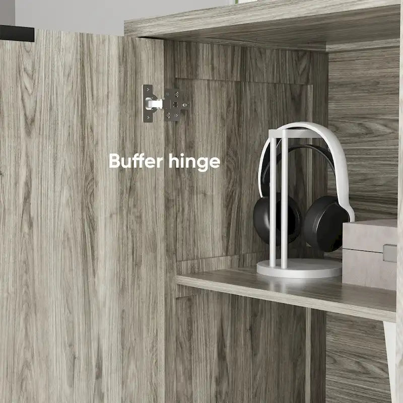 Mueble aparador de estilo moderno, aparador con almacenamiento, armario de almacenamiento con 4 puertas con relieve en forma de rombo