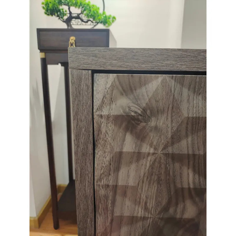 Mueble aparador de estilo moderno, aparador con almacenamiento, armario de almacenamiento con 4 puertas con relieve en forma de rombo