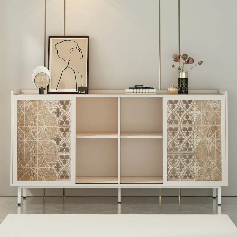 Armoire de rangement de style vintage rustique avec 2 portes à ouverture par poussée, convient comme meuble TV, buffet ou armoire décorative