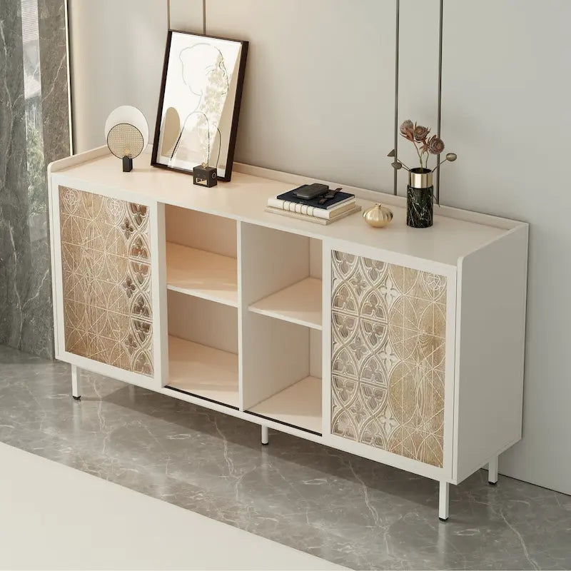 Armoire de rangement de style vintage rustique avec 2 portes à ouverture par poussée, convient comme meuble TV, buffet ou armoire décorative