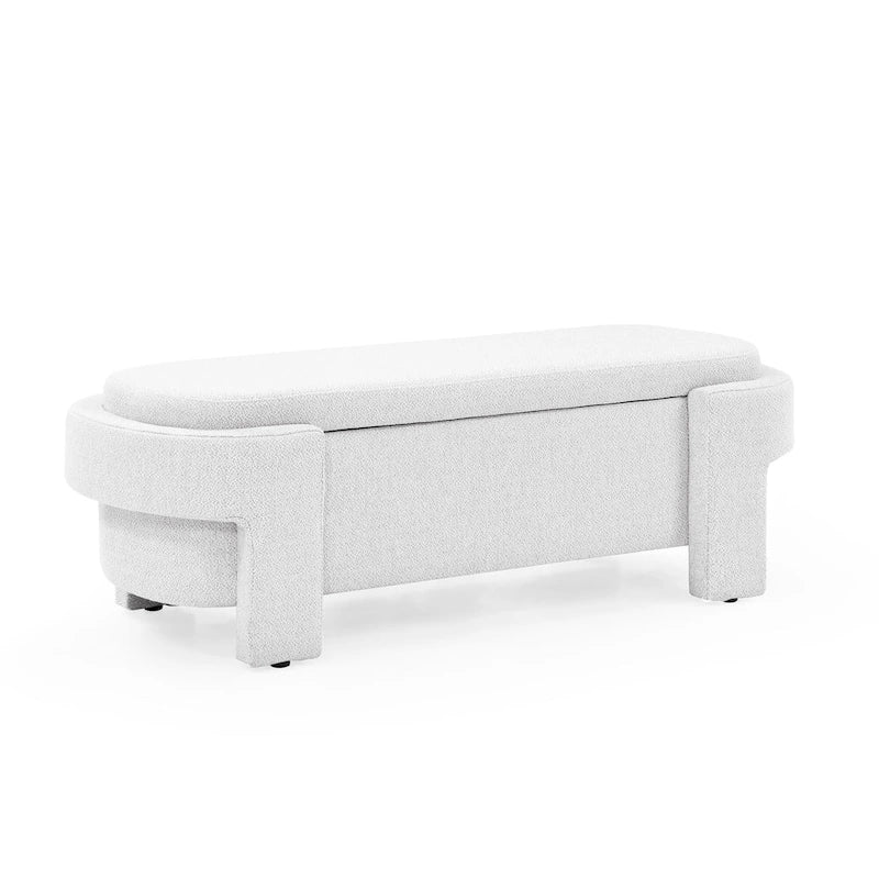 Mit Leinenstoff bezogene Sitzbank mit viel Stauraum für Wohnzimmer, Eingangsbereich und Schlafzimmer, weiß