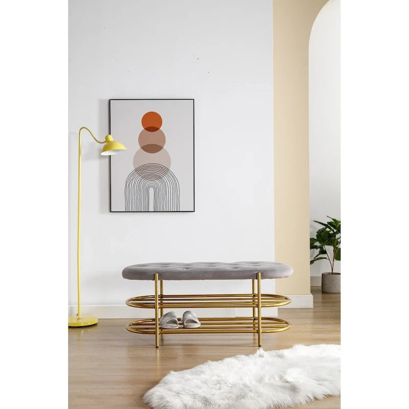 Extrémité de banc capitonnée en velours pour salon/chambre