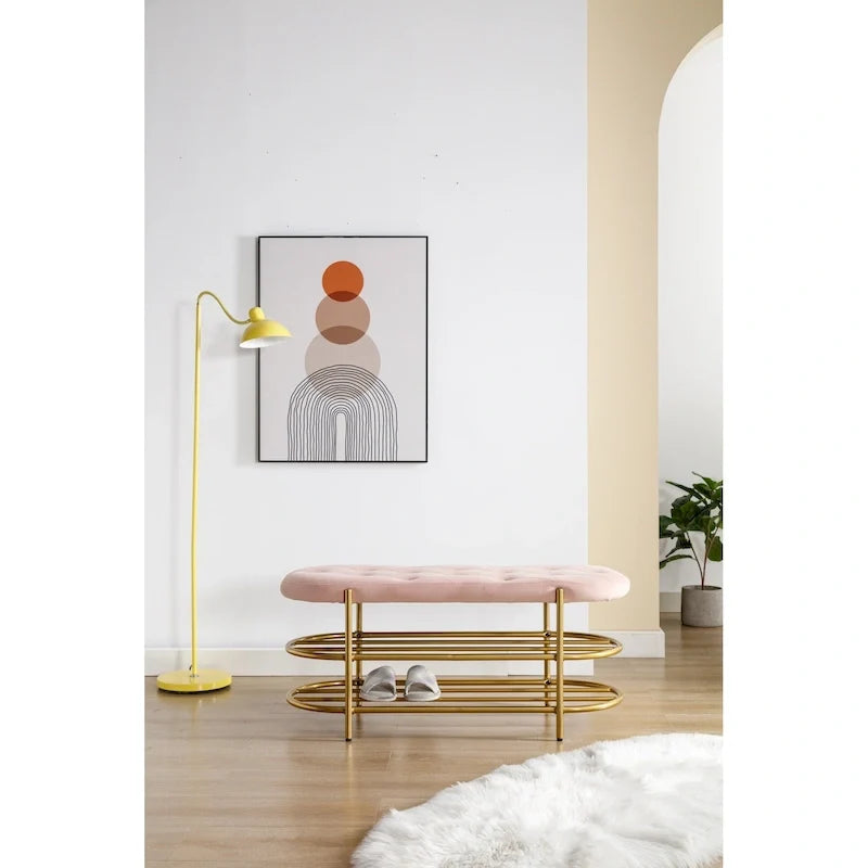 Extrémité de banc capitonnée en velours pour salon/chambre