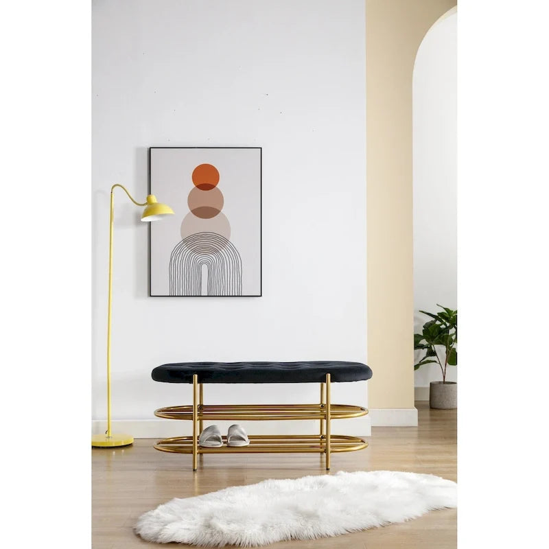 Extrémité de banc capitonnée en velours pour salon/chambre