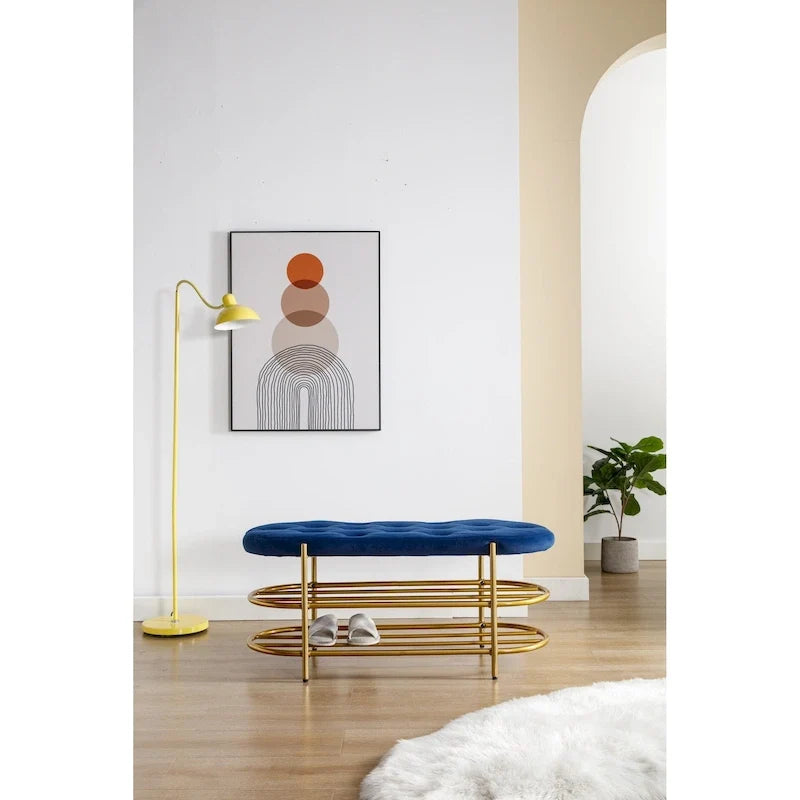 Extrémité de banc capitonnée en velours pour salon/chambre