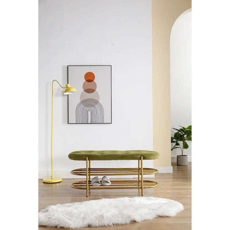 Extrémité de banc capitonnée en velours pour salon/chambre