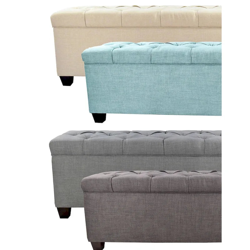 Sole Secret Diamond-tufted Linen Storage Bench
