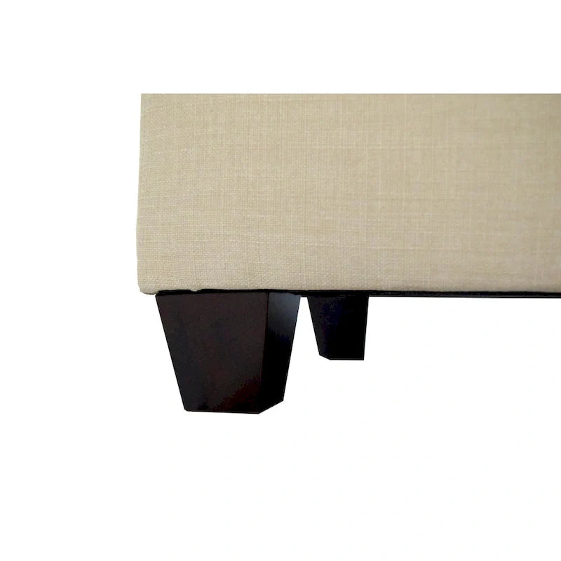 Banc de rangement en lin capitonné à losanges