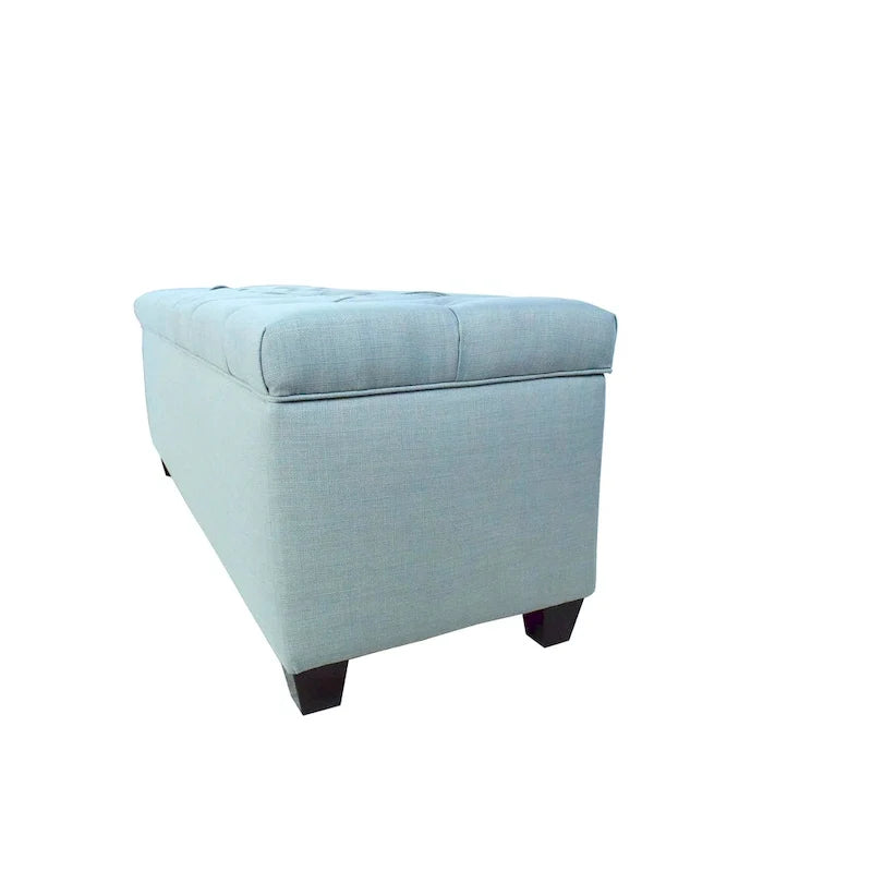 Banc de rangement en lin capitonné à losanges