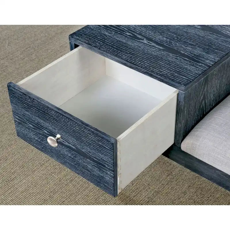 Banc d’appoint contemporain en bois massif gris avec 1 tiroir