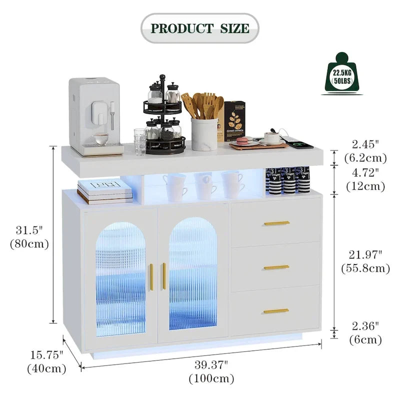 39 breite Anrichte mit LED-Beleuchtung
