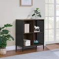 Industrial Open Bookshelf with Metal Mesh Panels, 4-Cube Storage Shelf Unit for Living Room