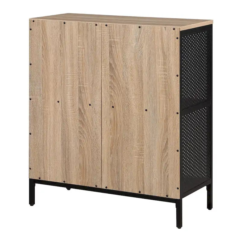 Industrial Open Bookshelf with Metal Mesh Panels, 4-Cube Storage Shelf Unit for Living Room