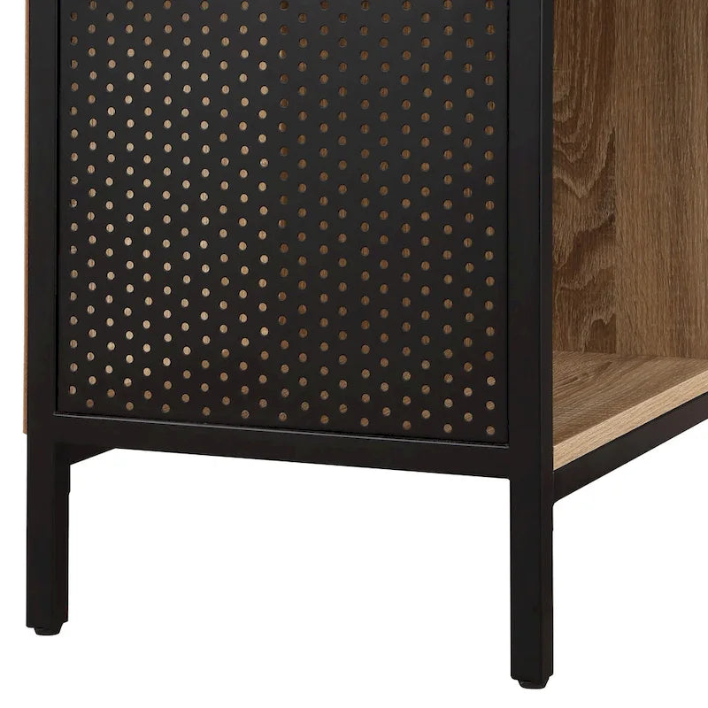 Industrial Open Bookshelf with Metal Mesh Panels, 4-Cube Storage Shelf Unit for Living Room