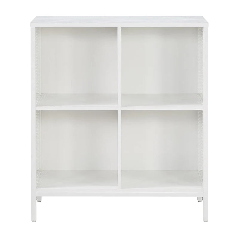 Industrial Open Bookshelf with Metal Mesh Panels, 4-Cube Storage Shelf Unit for Living Room