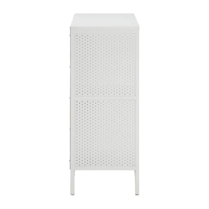 Industrial Open Bookshelf with Metal Mesh Panels, 4-Cube Storage Shelf Unit for Living Room