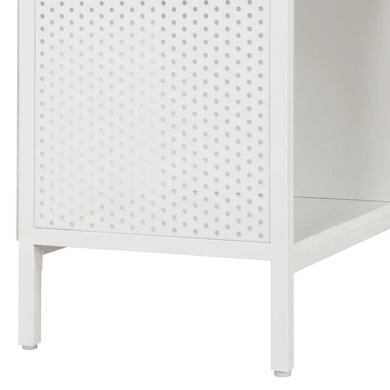 Industrial Open Bookshelf with Metal Mesh Panels, 4-Cube Storage Shelf Unit for Living Room