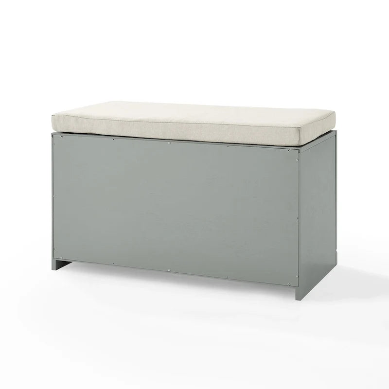 Banc de rangement en bois vert sauge avec coussin, banc à chaussures d’entrée avec couvercle rabattable pour le couloir