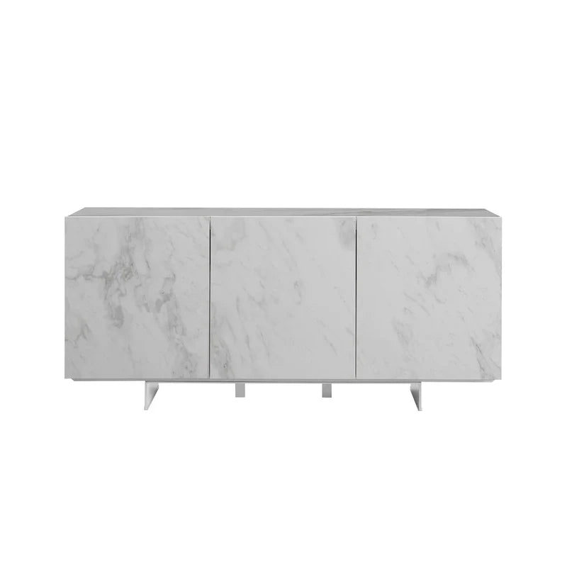 Buffet de service en céramique blanche à effet marbré