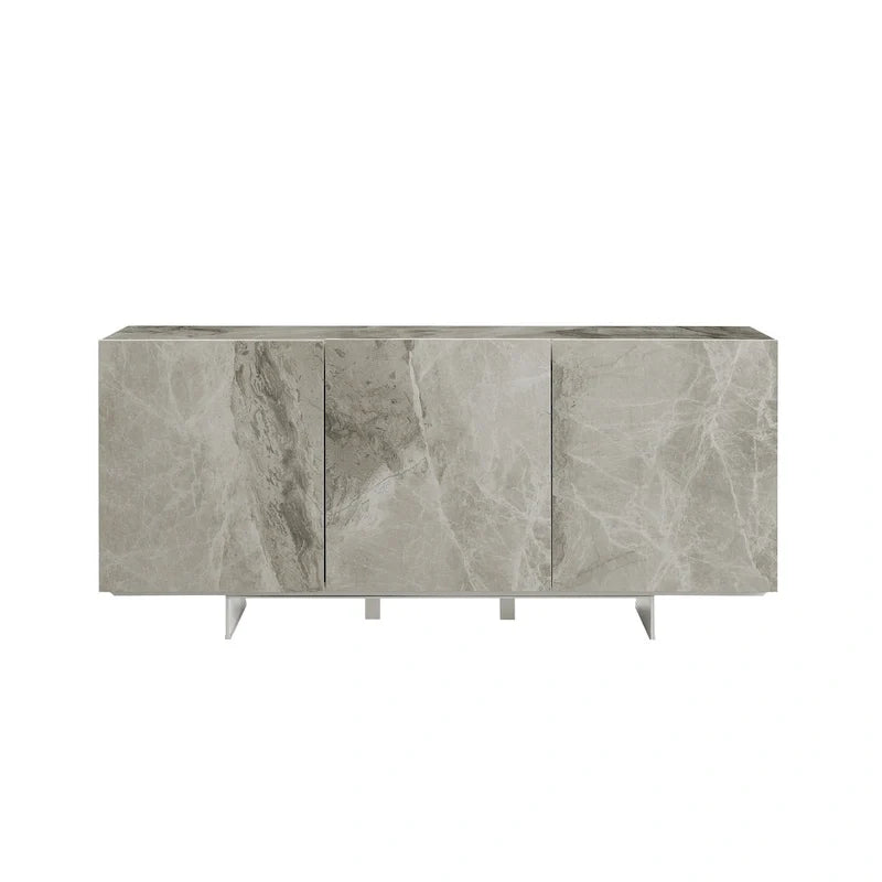 Buffet de service en céramique blanche à effet marbré