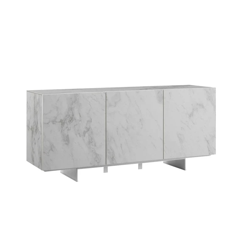 Buffet de service en céramique blanche à effet marbré