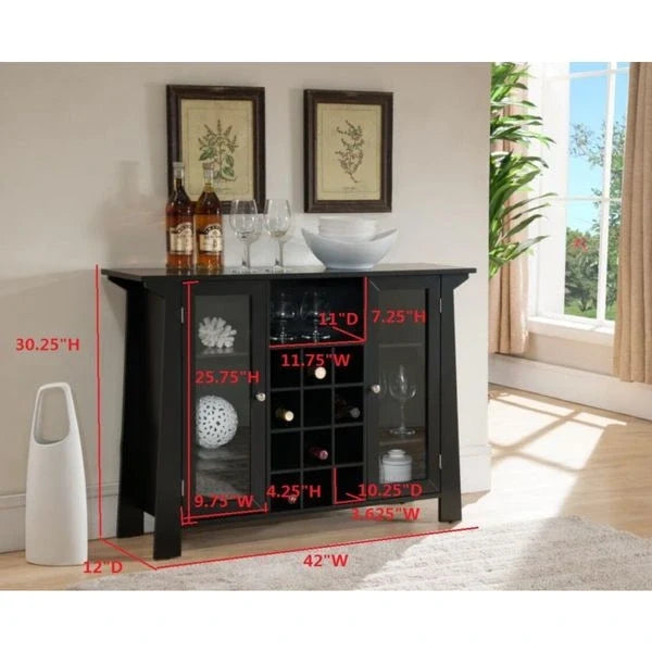 Meuble bar buffet avec rangement pour le vin, noir