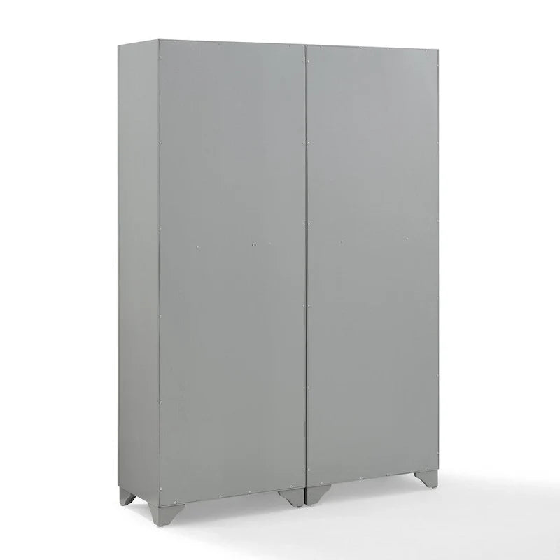 Armoire garde-manger haute grise avec tiroirs