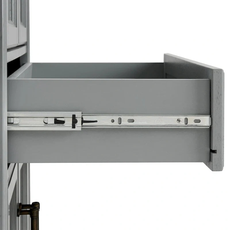 Armoire garde-manger haute grise avec tiroirs