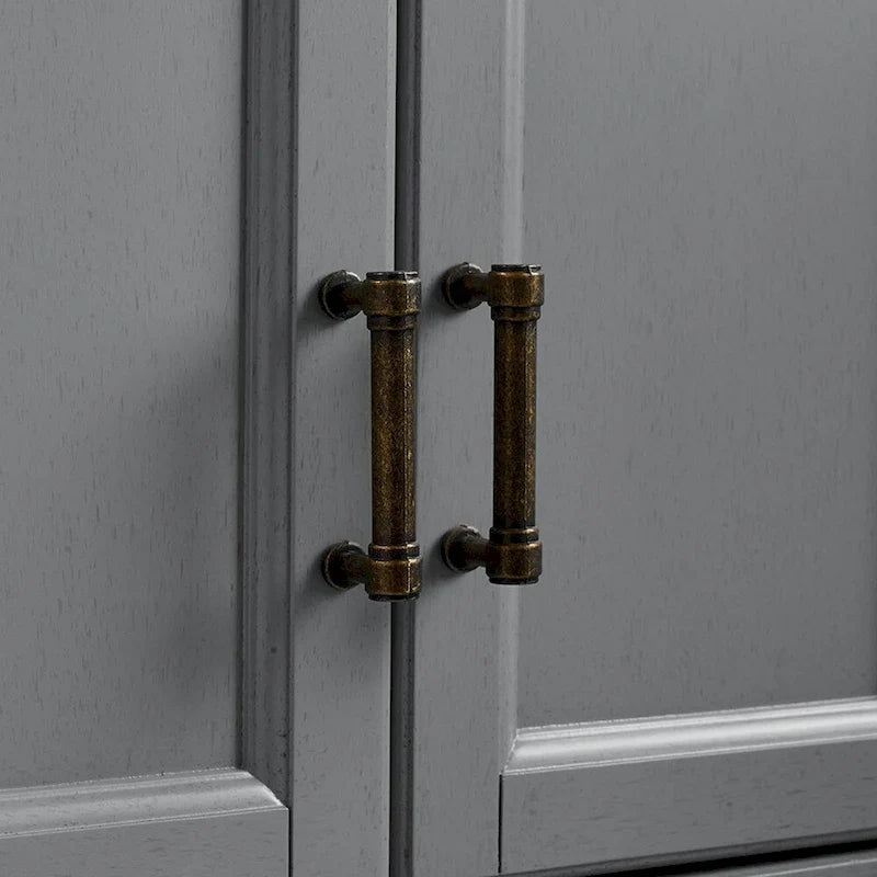 Armoire garde-manger haute grise avec tiroirs