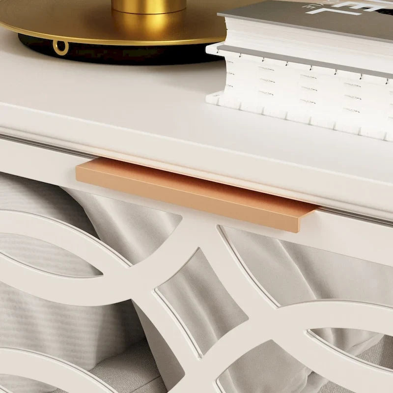 Table d'appoint à tiroirs, commode laquée et miroir, blanc/doré