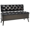 vidaXL Storage Bench with Backrest 43.3 Black Faux Leather - 43.3 x 20.5 x 29.5