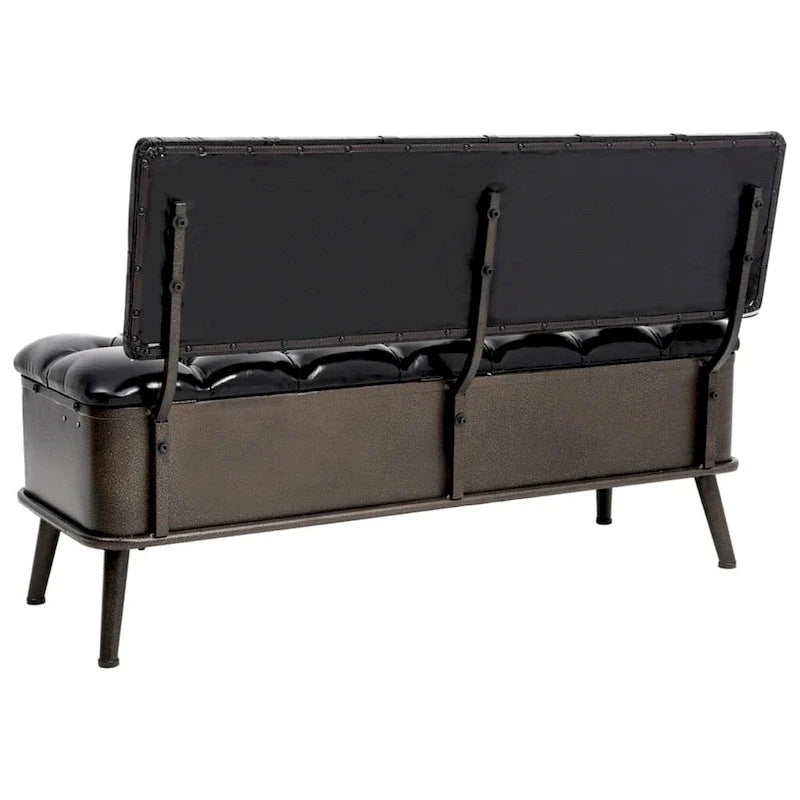 Banc de rangement avec dossier, 43.3, similicuir noir