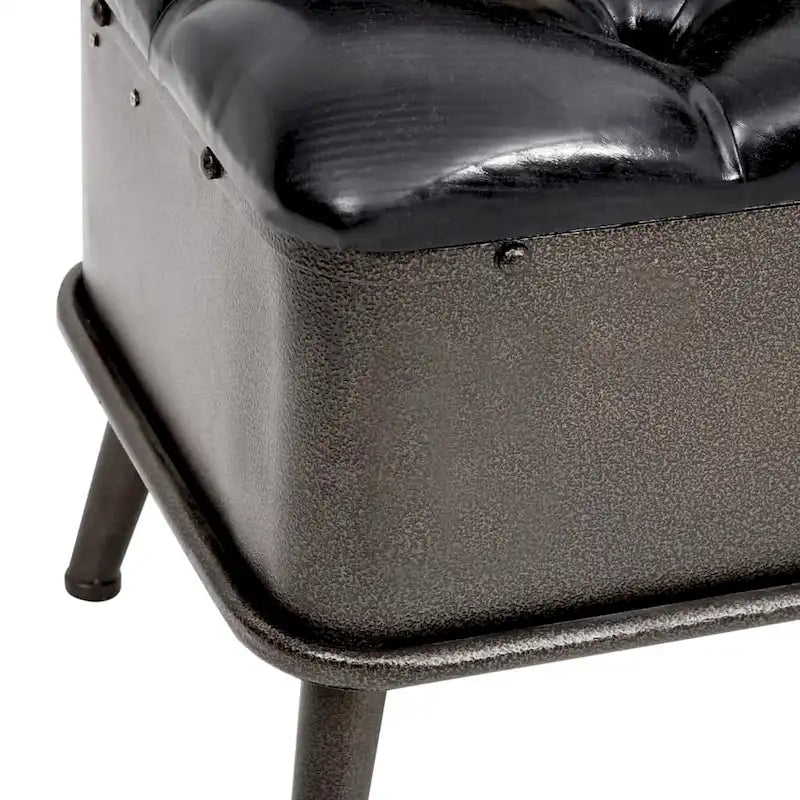 Banc de rangement avec dossier, 43.3, similicuir noir