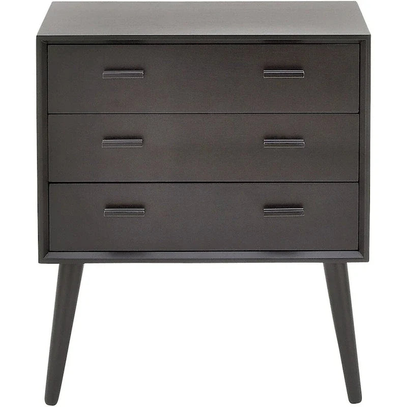 Schwarzer Nachttisch im Mid-Century-Stil mit 3 Schubladen