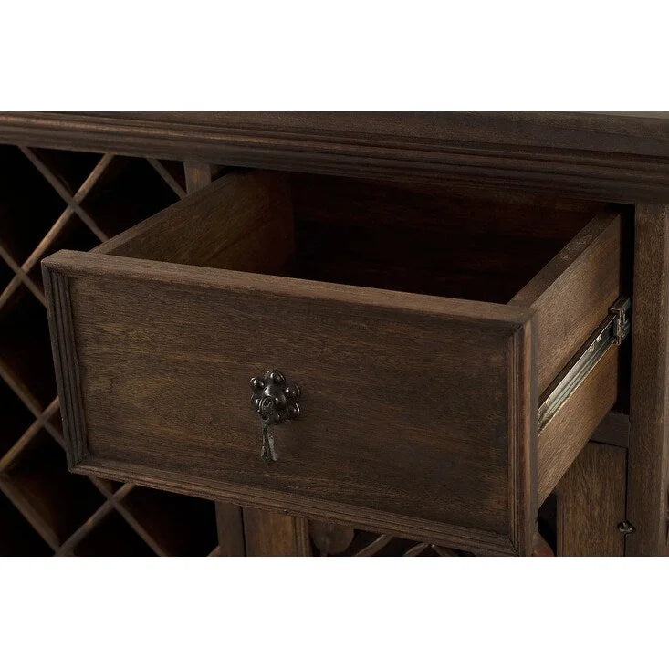 Armoire à vin sur pied pour intérieur de 40 Height, fabriquée à la main en bois massif récupéré de grange et ornée de ferrures en fer forgé - N/A