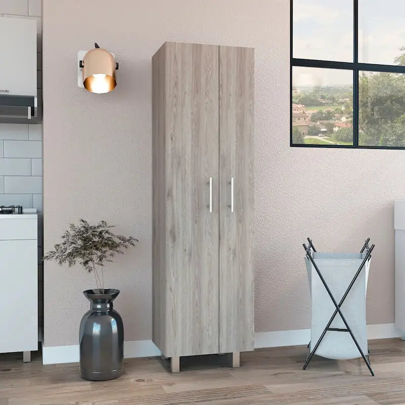 Meuble de rangement pour produits de nettoyage, meuble à deux portes, quatre pieds, cinq étagères