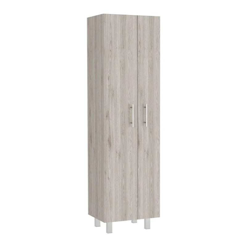 Meuble de rangement pour produits de nettoyage, meuble à deux portes, quatre pieds, cinq étagères