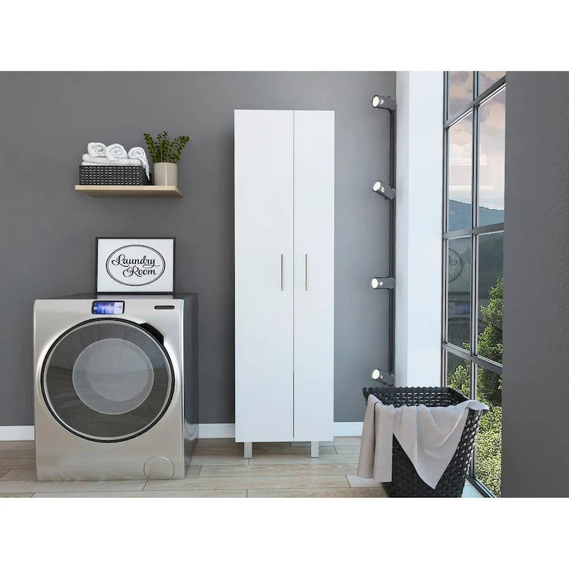 Meuble de rangement pour produits de nettoyage, meuble à deux portes, quatre pieds, cinq étagères