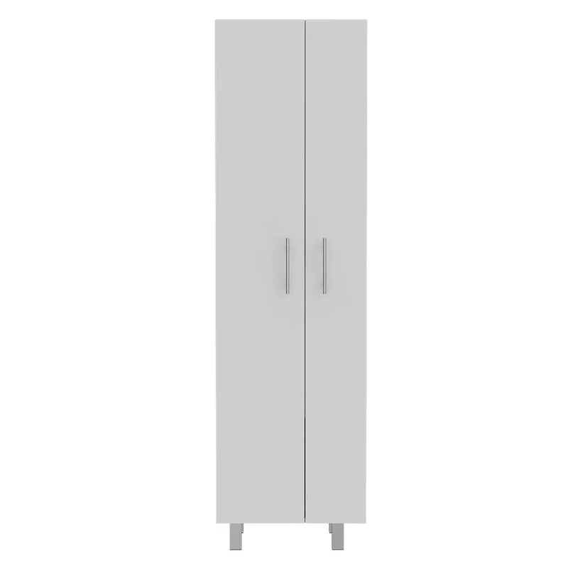 Meuble de rangement pour produits de nettoyage, meuble à deux portes, quatre pieds, cinq étagères