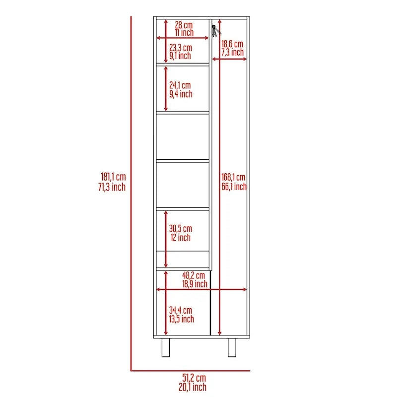 Meuble de rangement pour produits de nettoyage, meuble à deux portes, quatre pieds, cinq étagères